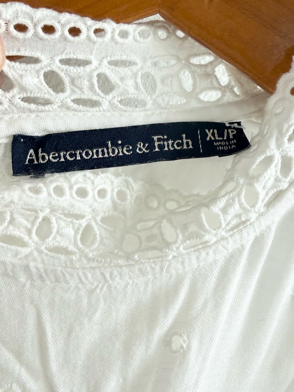 ABERCROMBIE & FITCH White Eyelet Lace Mock Neck Mini Dress XLP - Picture 6 of 14